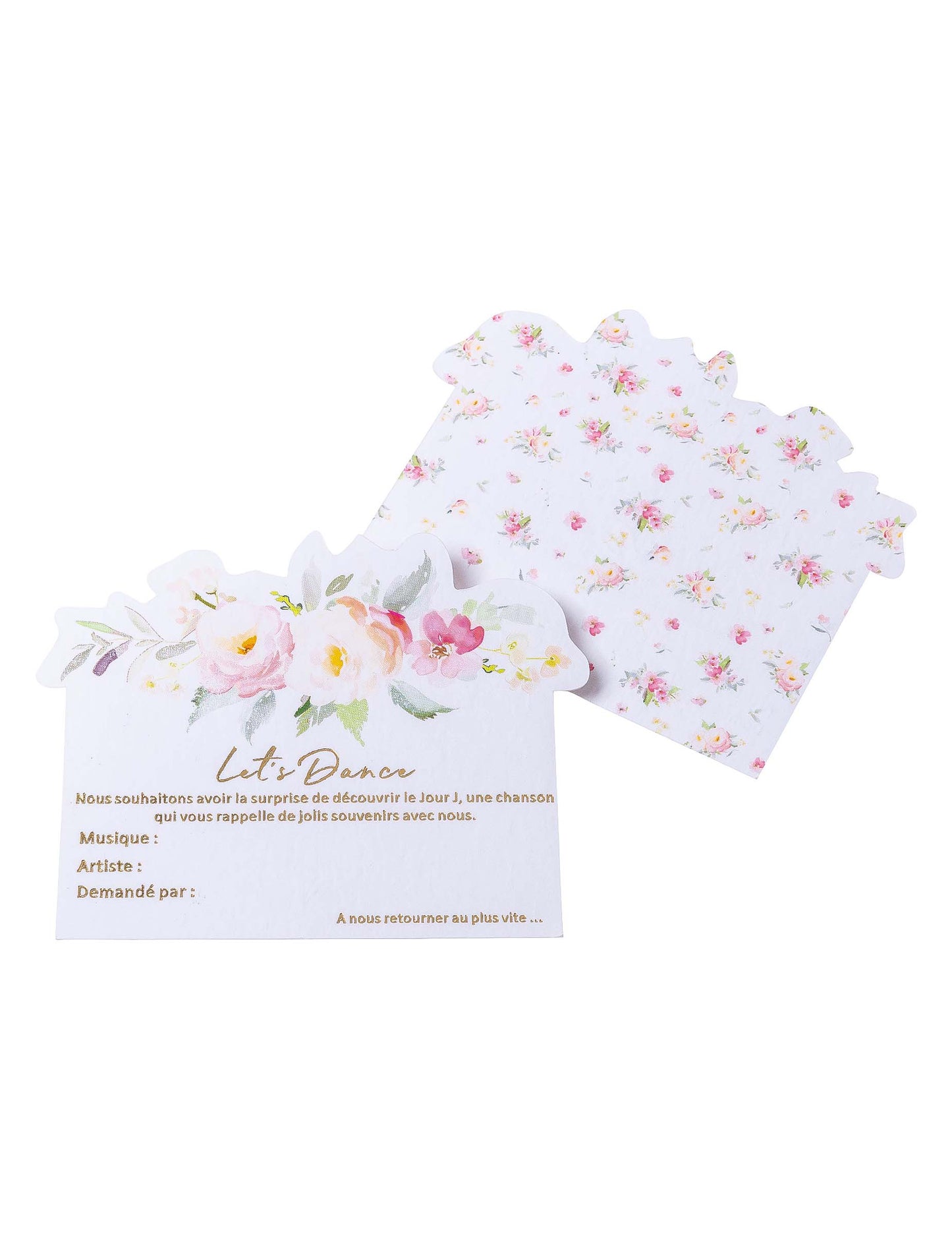 35 zlacených akvarelových karet let's dance 8 x 10 cm pro svatební zábavu