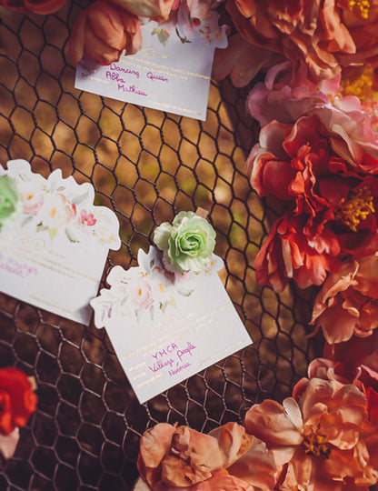 35 zlacených akvarelových karet let's dance 8 x 10 cm pro svatební zábavu