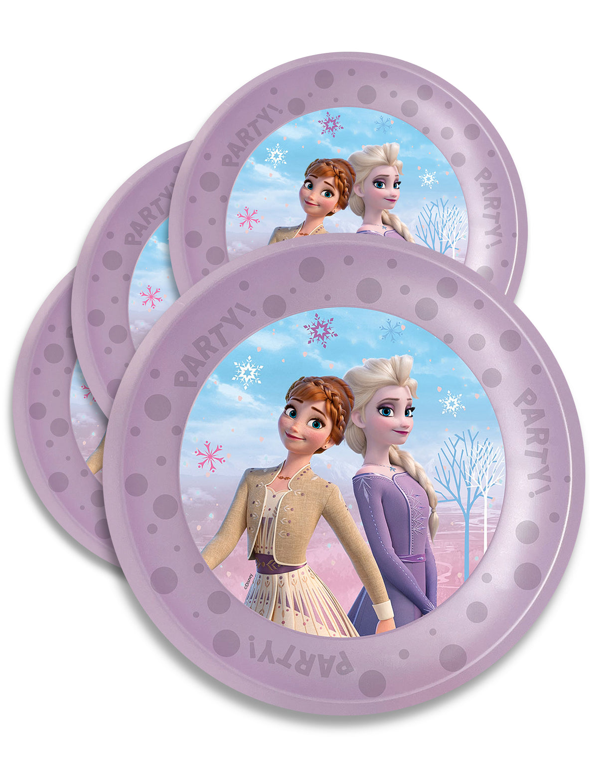 Assiettes réutilisables Frozen pour enfant violettes avec Anna et Elsa