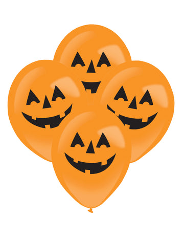 4 LED balónky s motivem halloweenské dýně 27,5 cm
