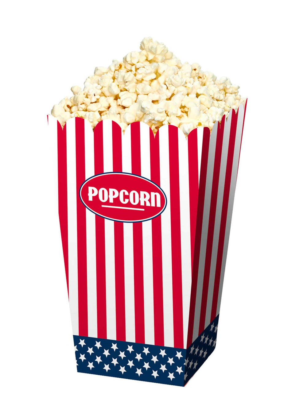 Krabice na popkorn usa na párty červená bílá a modrá s pruhy a hvězdami