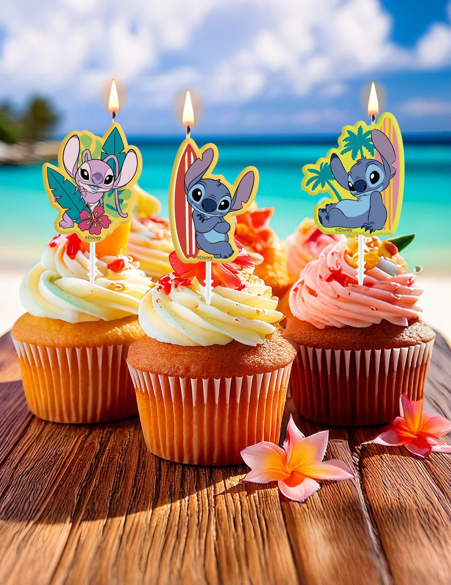 4 Bougies anniversaire Stitch8,5 cm