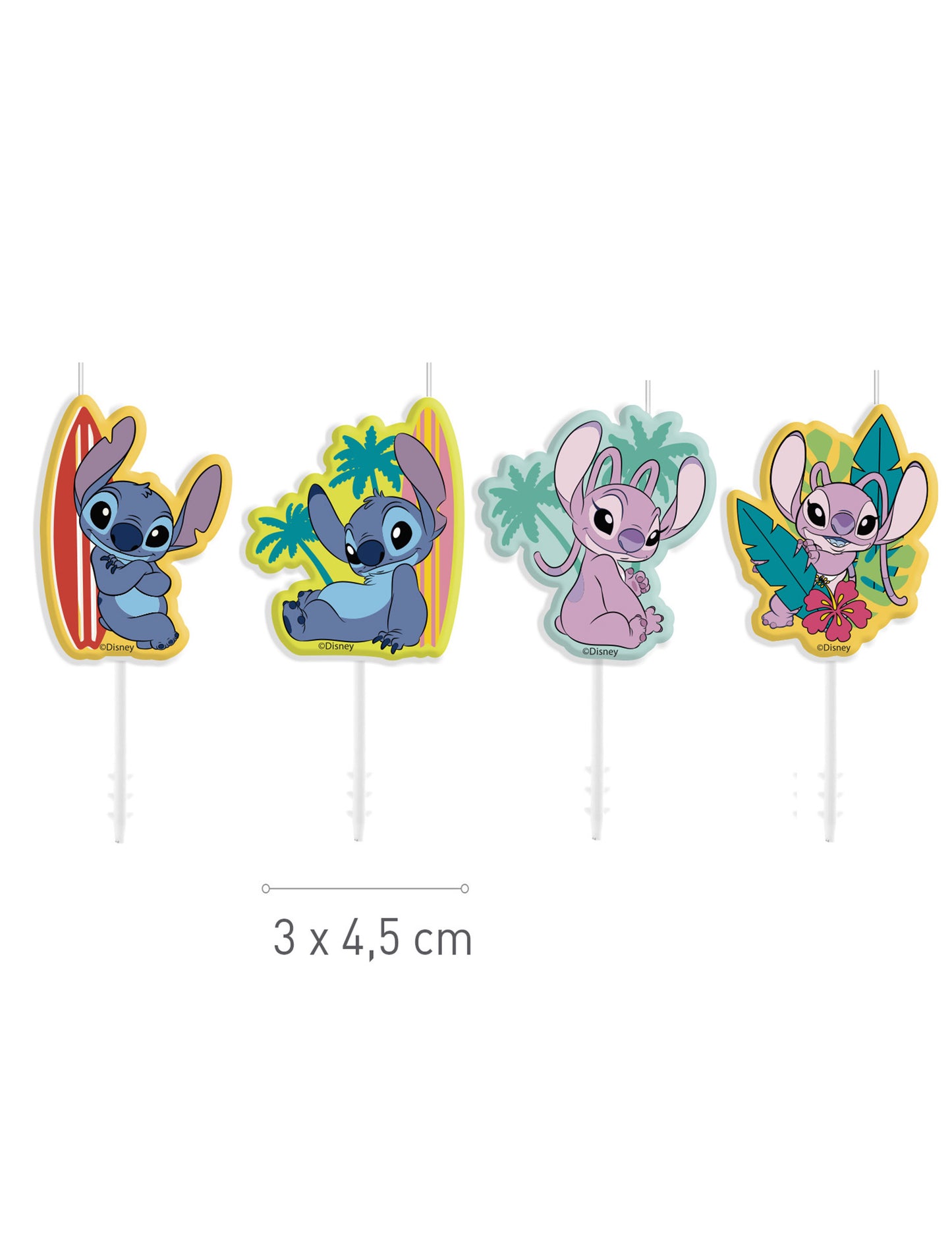 4 Bougies anniversaire Stitch8,5 cm