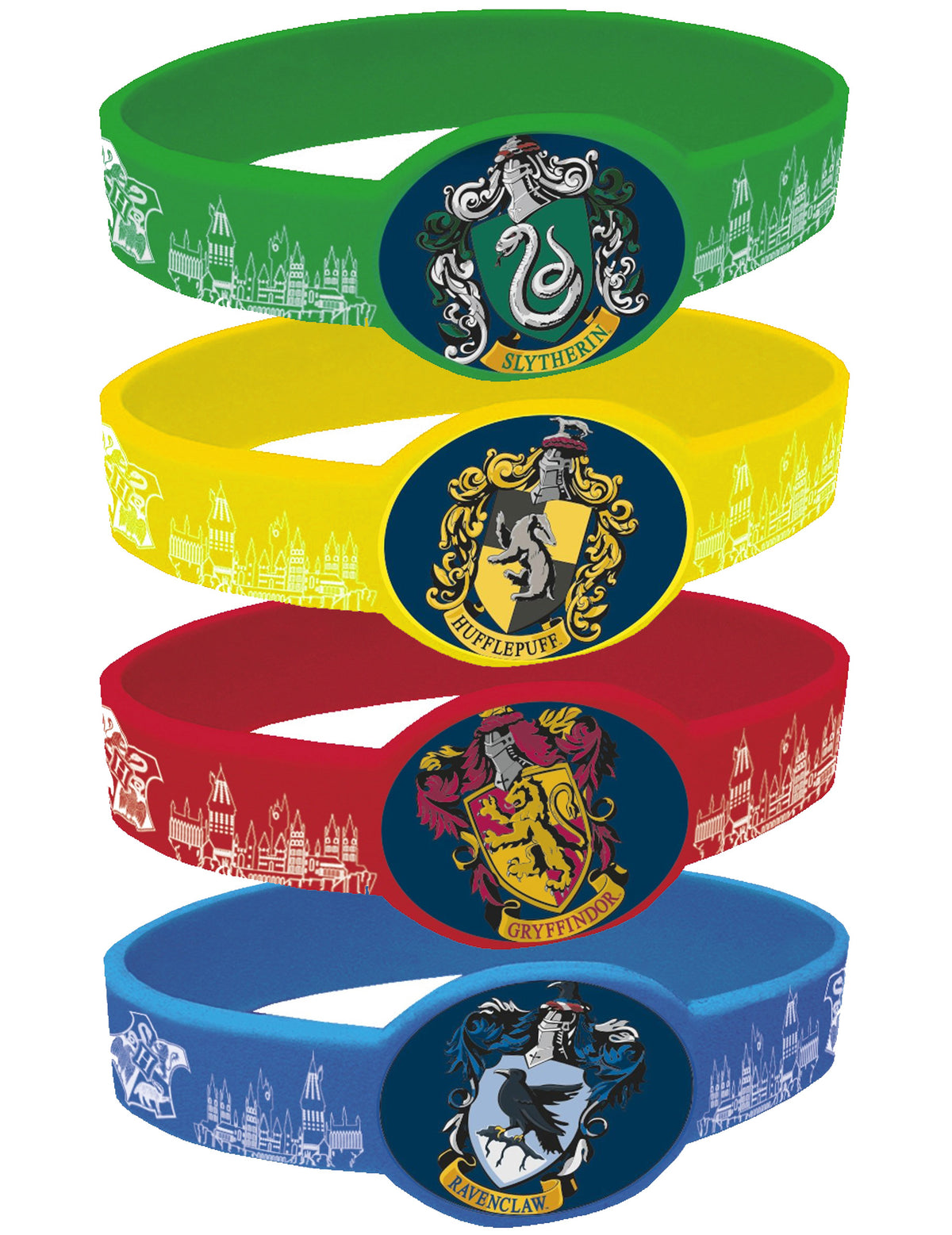 Bracelets élastiques Harry Potter pour enfant multicolores avec blasons de Poudlard