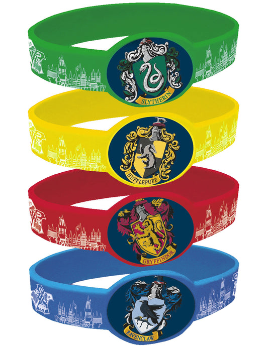 Bracelets élastiques Harry Potter pour enfant multicolores avec blasons de Poudlard
