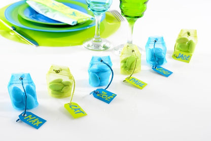 4 organdové sáčky na čaj tyrkysové 5x6 cm na mandličky 