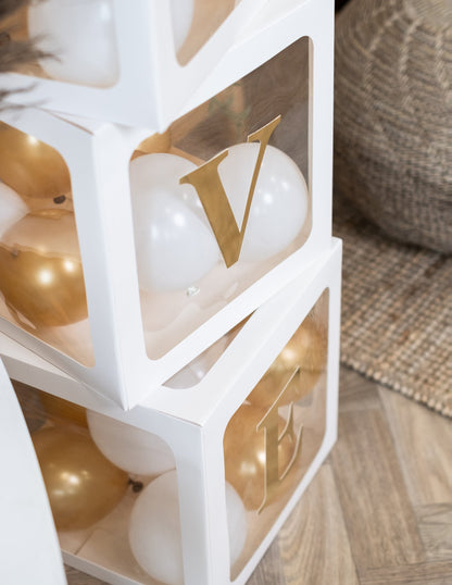 4 bílé průhledné balónkové kostky 30 cm přizpůsobitelné dekorace