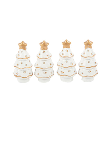 4 ozdoby na stromeček z bílé a zlaté pryskyřice 3 x 3 cm stůl