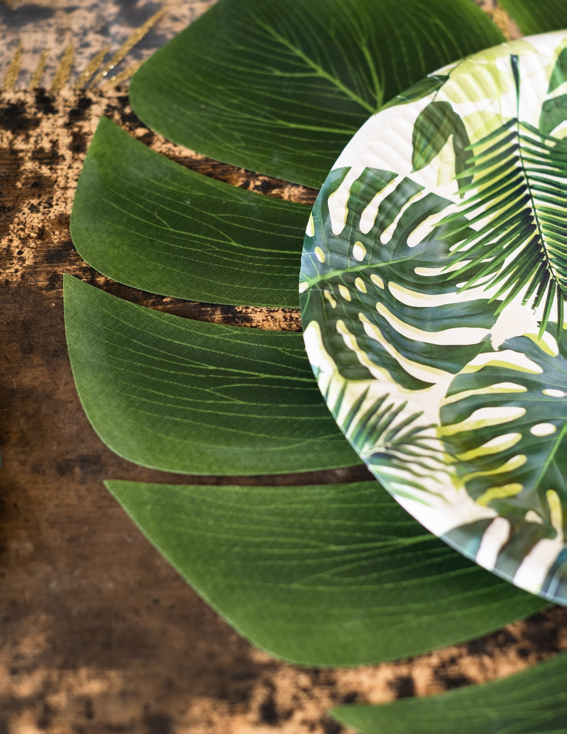 Ukázka sady 4 listů Monstera pro dekoraci na oslavu