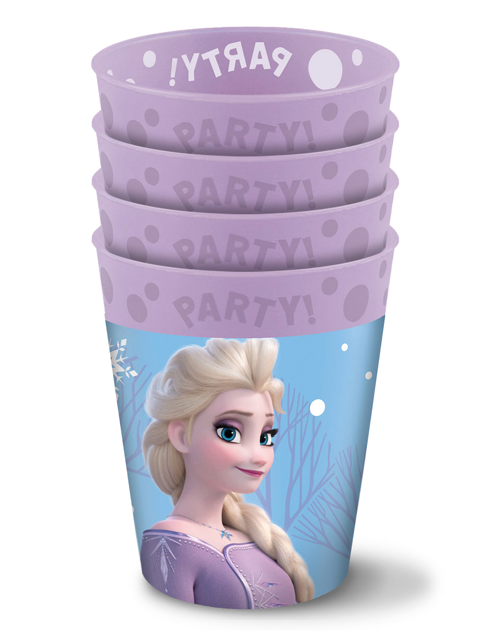 Gobelets réutilisables Frozen pour enfant bleus et violets avec Elsa