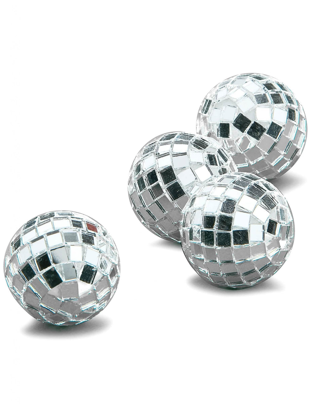 Mini disco koule s facetami pro dekoraci, stříbrné, balení 4 ks