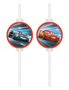 Pailles avec médaillon papier Cars pour enfant avec Flash McQueen et Jackson Storm