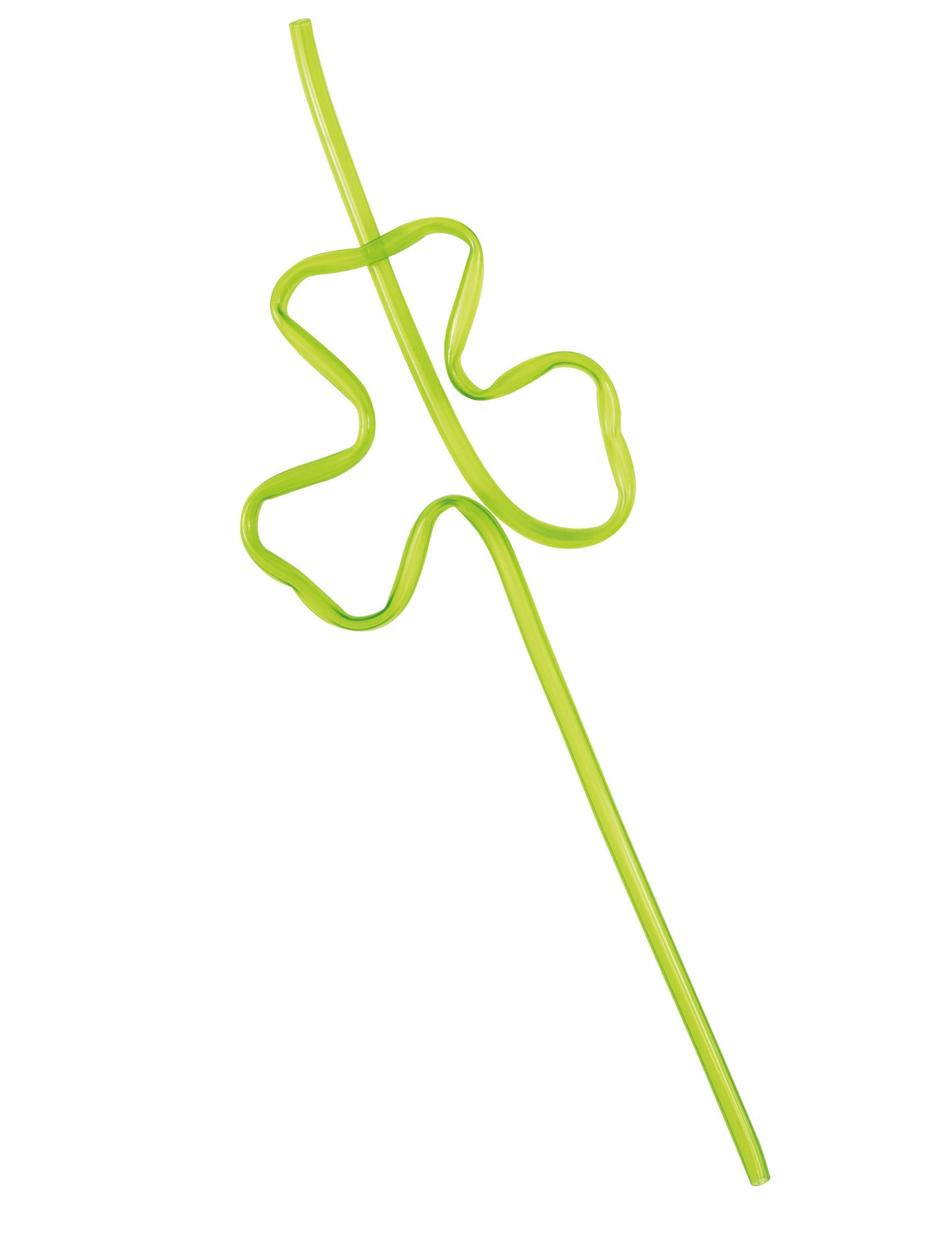 4 plastová brčka ve tvaru opakovaně použitelných zelených jetelů