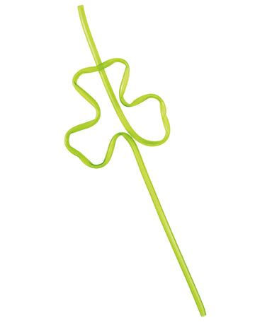 4 plastová brčka ve tvaru opakovaně použitelných zelených jetelů