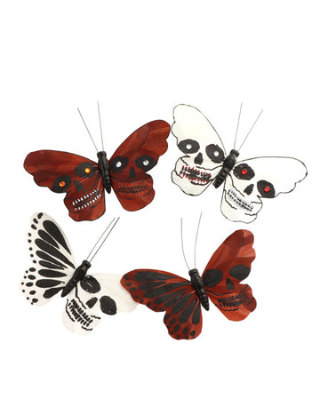 4 Papillons tête de mort 13 x 10 cm