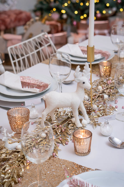 4 svícny z růžového zlata ze skla 6 cm na svíčky 