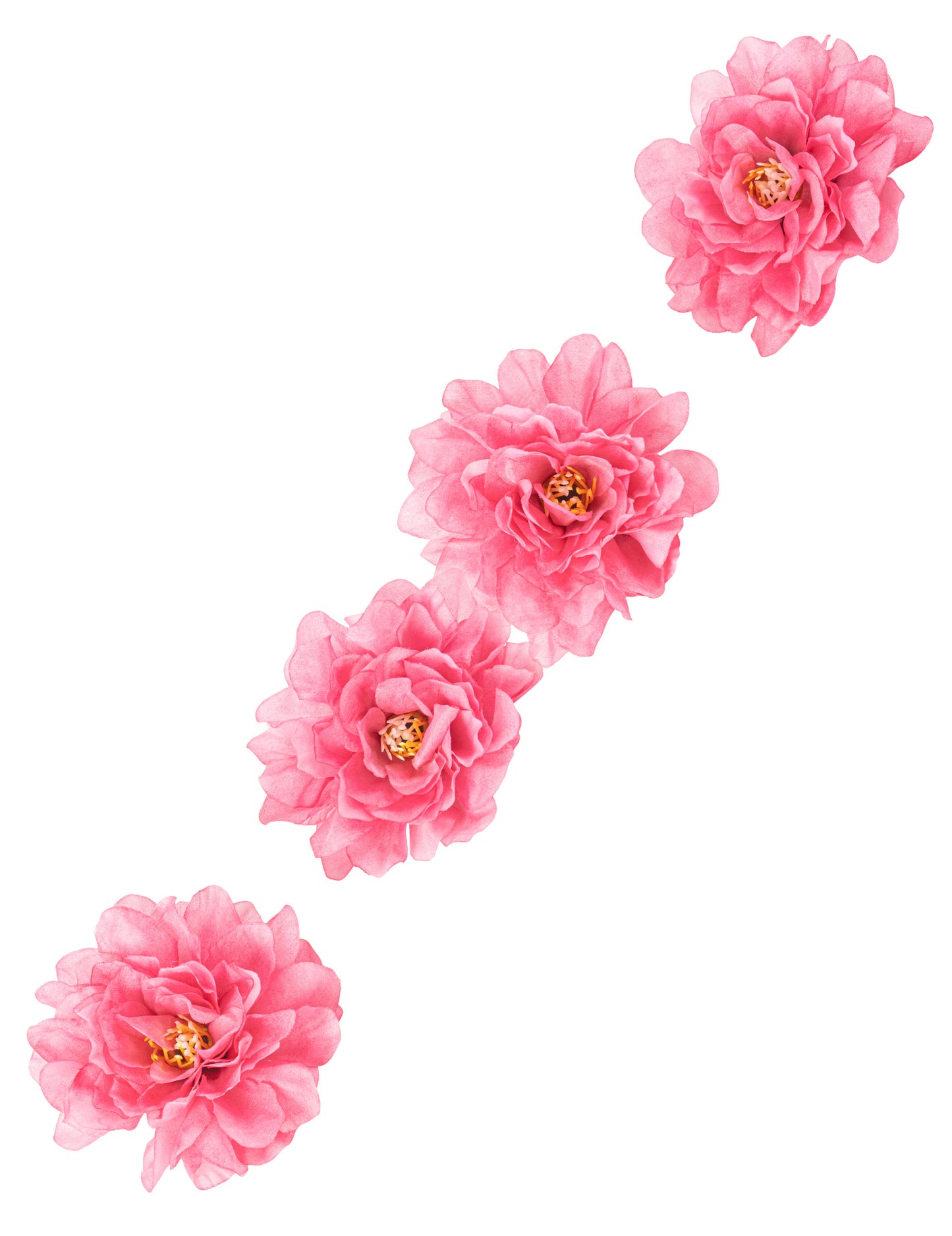 4 fuchsiové pivoňky 9x9cm v látce na ozdobu