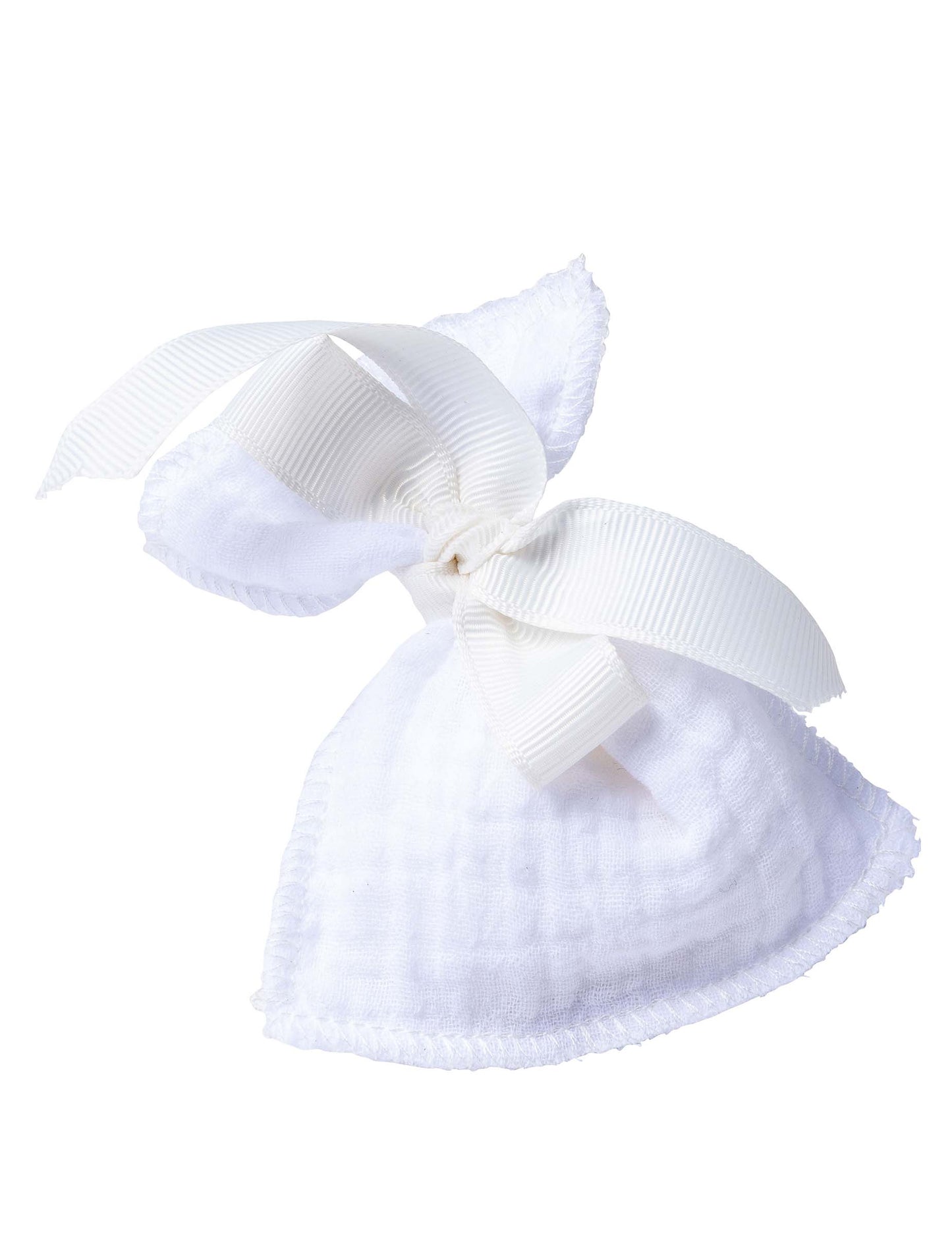 4 bílé sáčky z bavlněné gázy 8 x 10 cm se stuhou