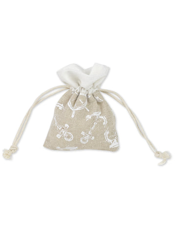 4 bílé plátěné kapsy na kotvu a kormidlo 8 x 10 cm mořské téma