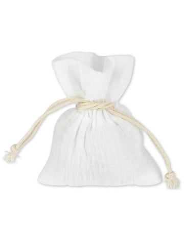 4 bílé bavlněné mušelínové sáčky 8 x 10 cm se šňůrou