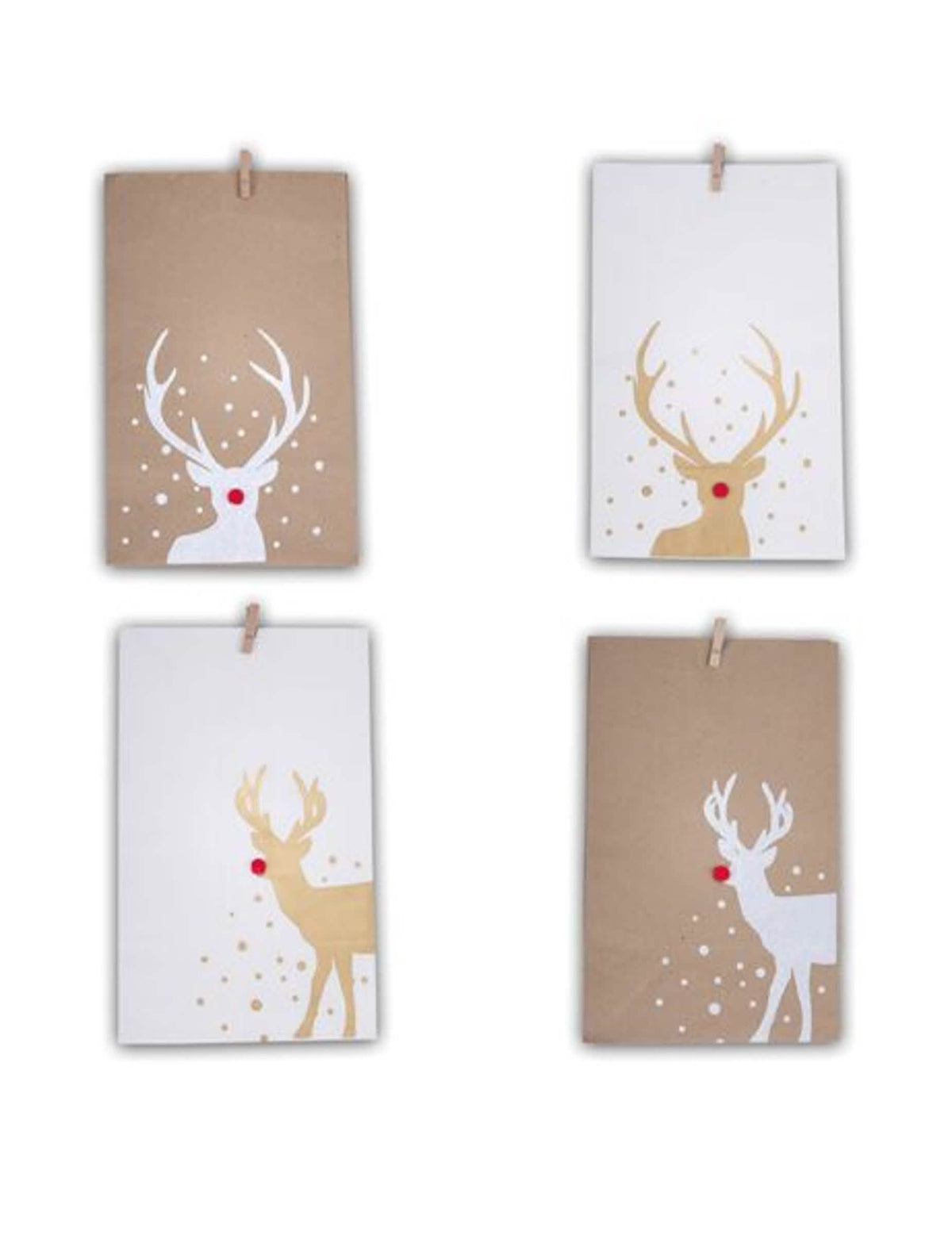 Detail na kraftovou verzi papírových sáčků Rudolph sobi na vánoce