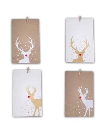 4 papírové tašky Rudolph white a kraft 29 x 17,5 cm Vánoční sob