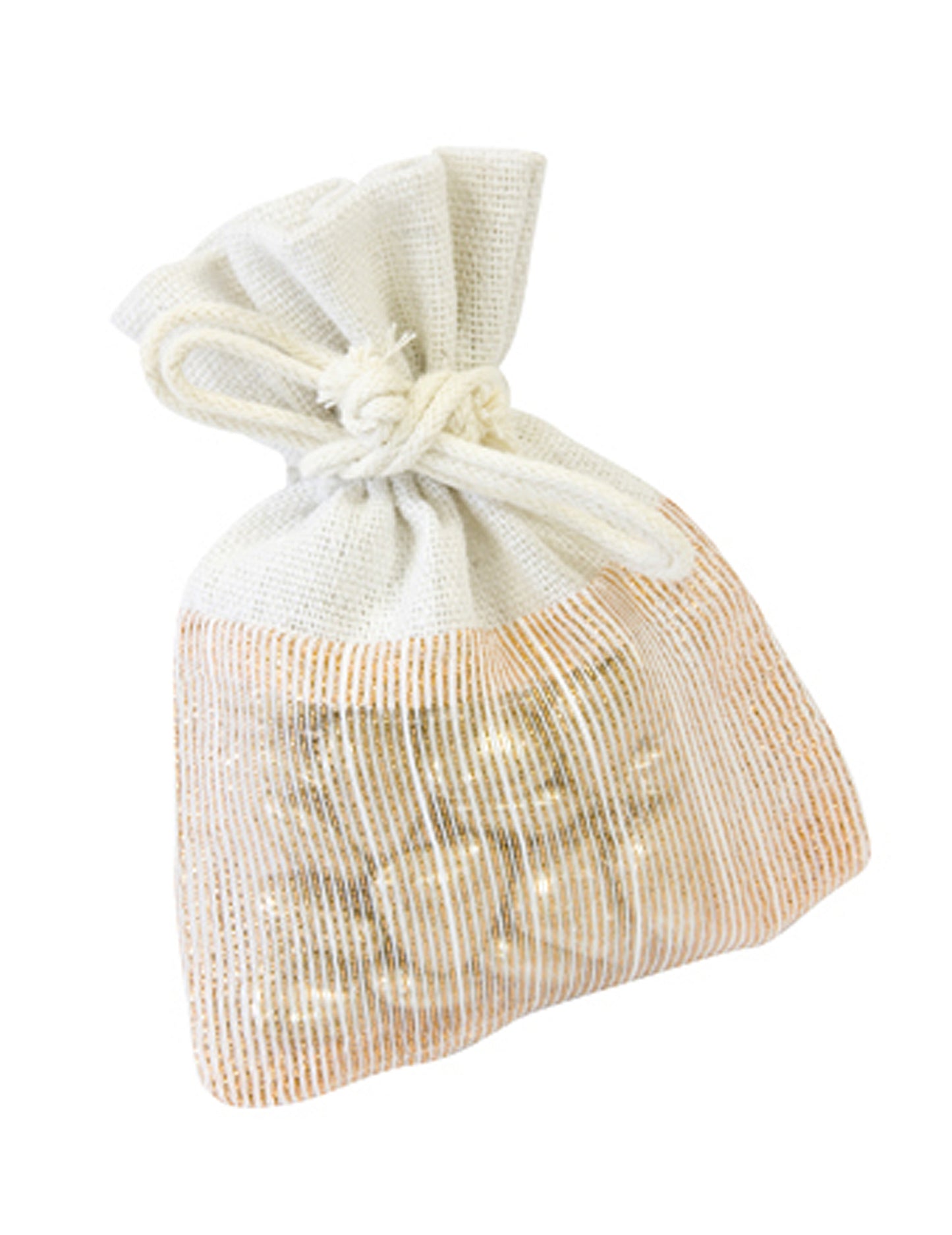 4 látkové tašky z plátna a růžového zlata 8 x 10 cm se šňůrou