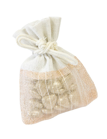 4 látkové tašky z plátna a růžového zlata 8 x 10 cm se šňůrou