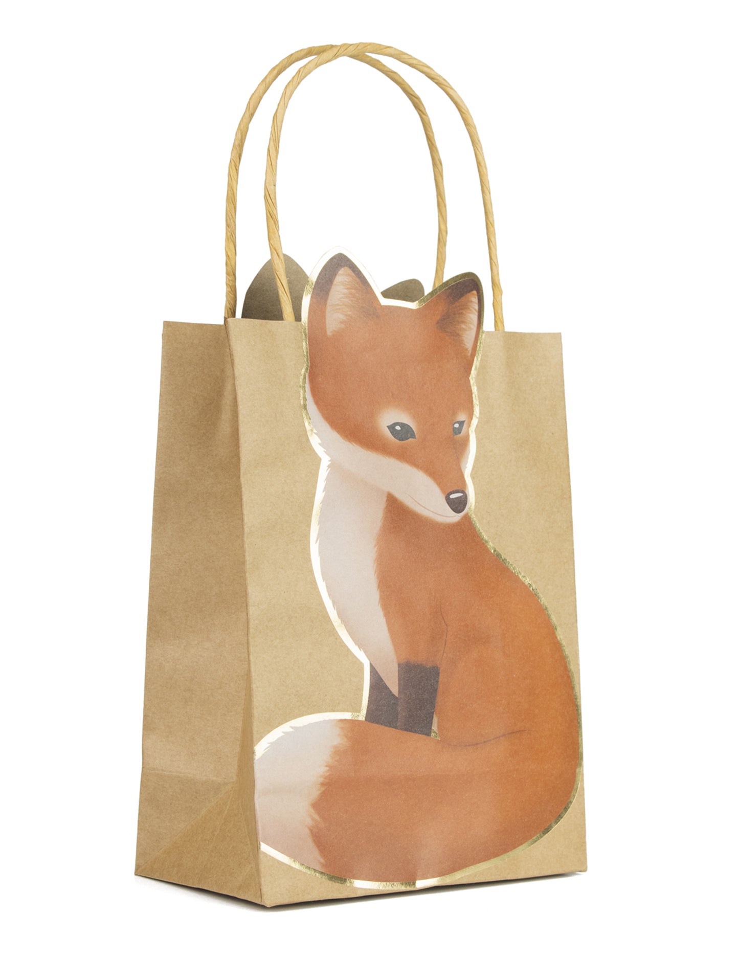 4 kraftové dárkové tašky z lesní lišky 28 x 15 cm s rukojetí