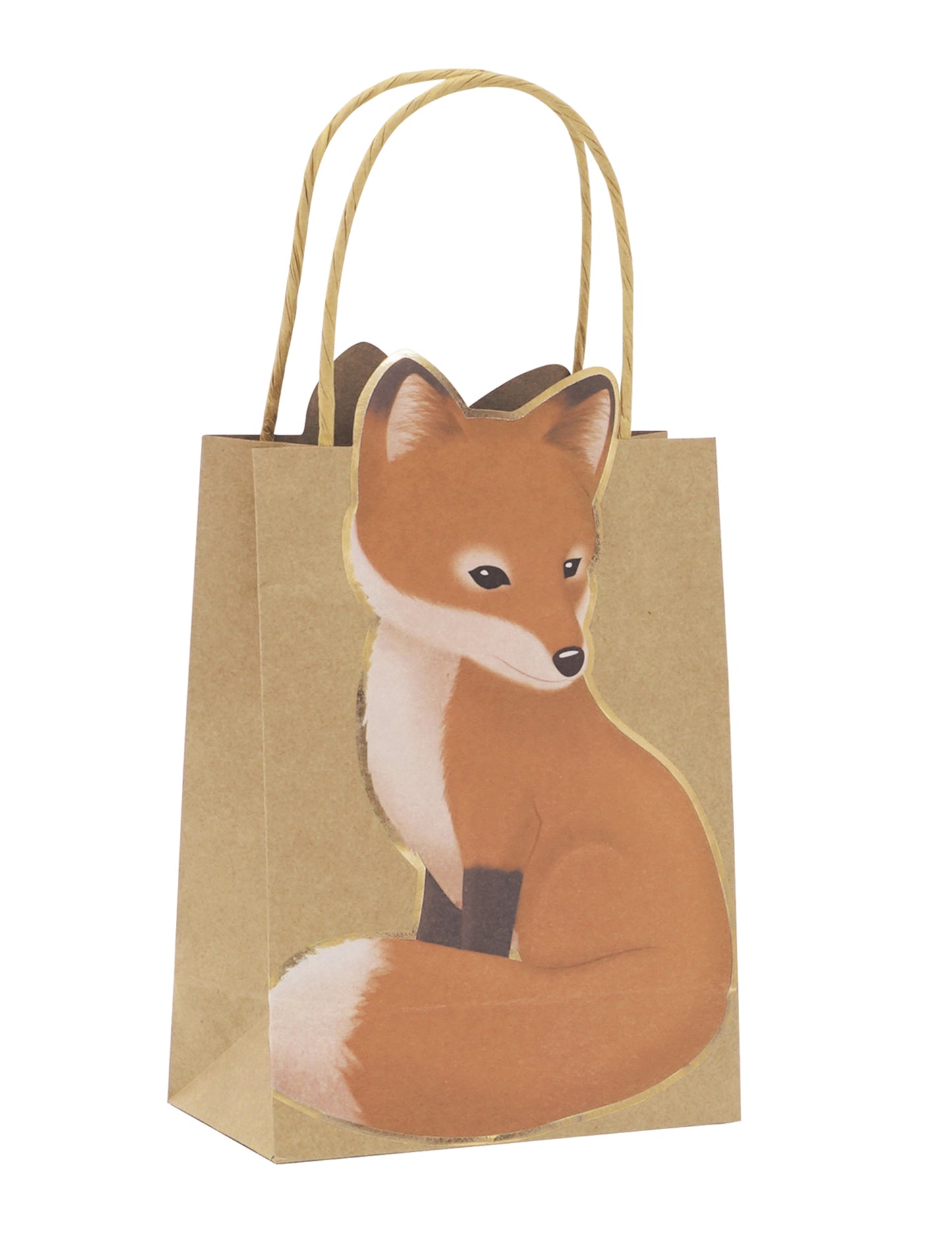 4 kraftové dárkové tašky z lesní lišky 28 x 15 cm s rukojetí