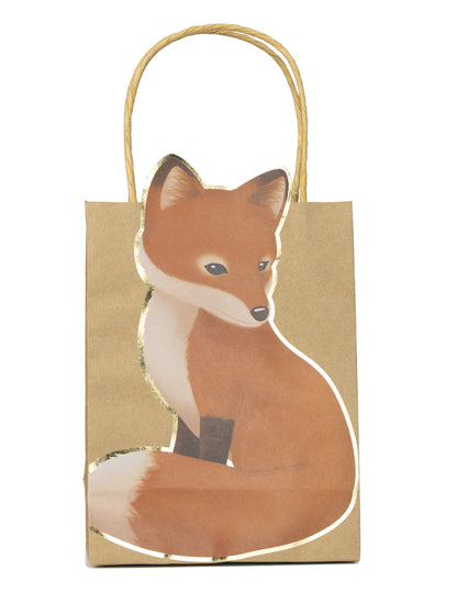 4 kraftové dárkové tašky z lesní lišky 28 x 15 cm s rukojetí