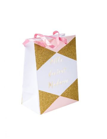 4 kartonové sáčky Slečna se stává paní růžovo-zlaté 15 x 20 cm