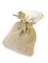 Sac en jute et dentelle pour dragées beige et blanc