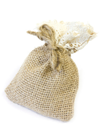 4 jutové a krajkové tašky 8 x 10 cm na slazené mandle