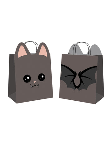 4 černé netopýří papírové sáčky 19 x 22 cm na sladkosti