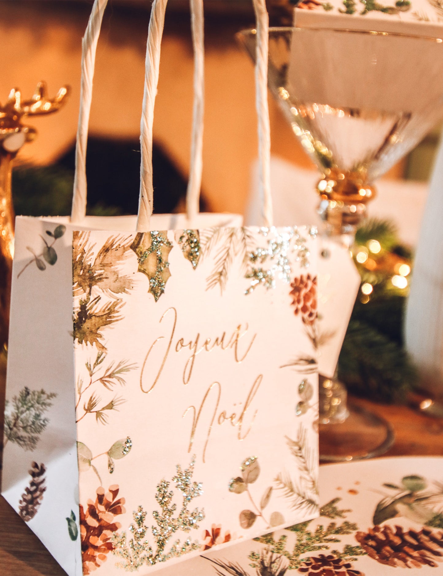 4 Veselé Vánoce začarované lesní tašky s uchy