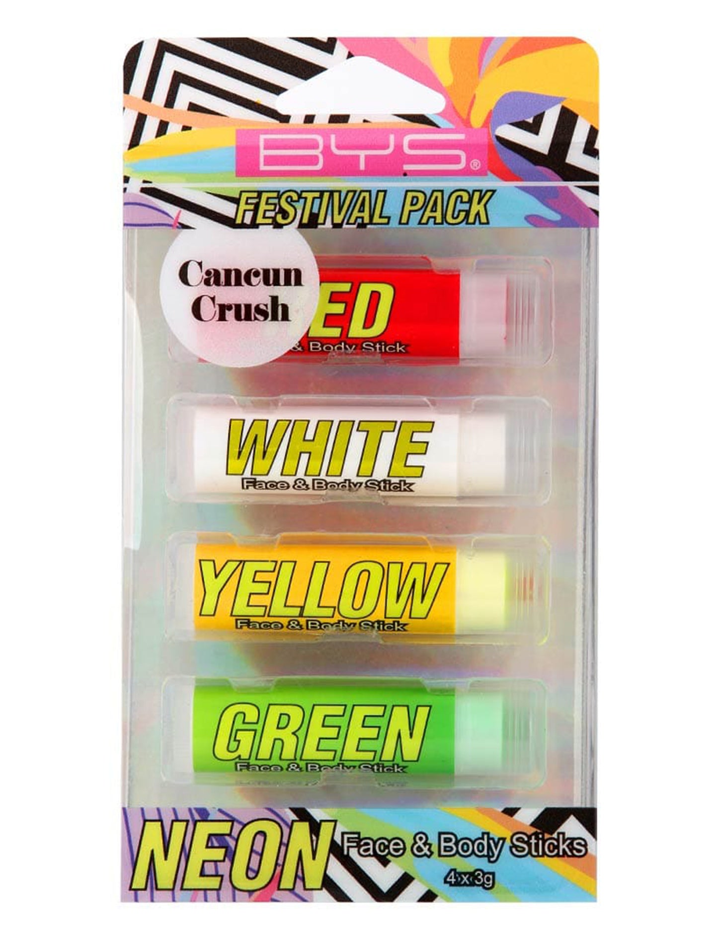 4 Neonové líčící tyčinky na obličej a tělo