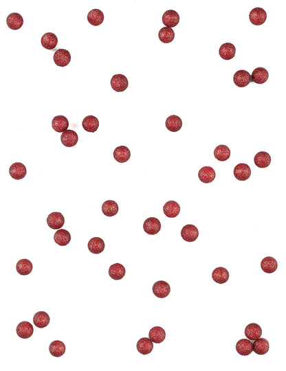 40 červených třpytivých dekoračních kuliček 10 mm v pěně