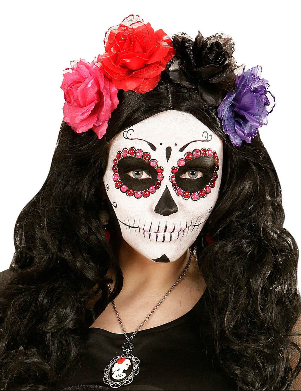 Kamínky Dia de los muertos pro dospělý růžové a červené