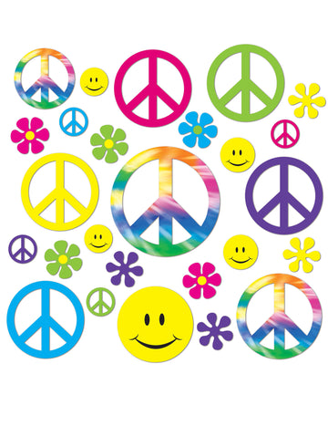 42 hippie kartonových dekorací