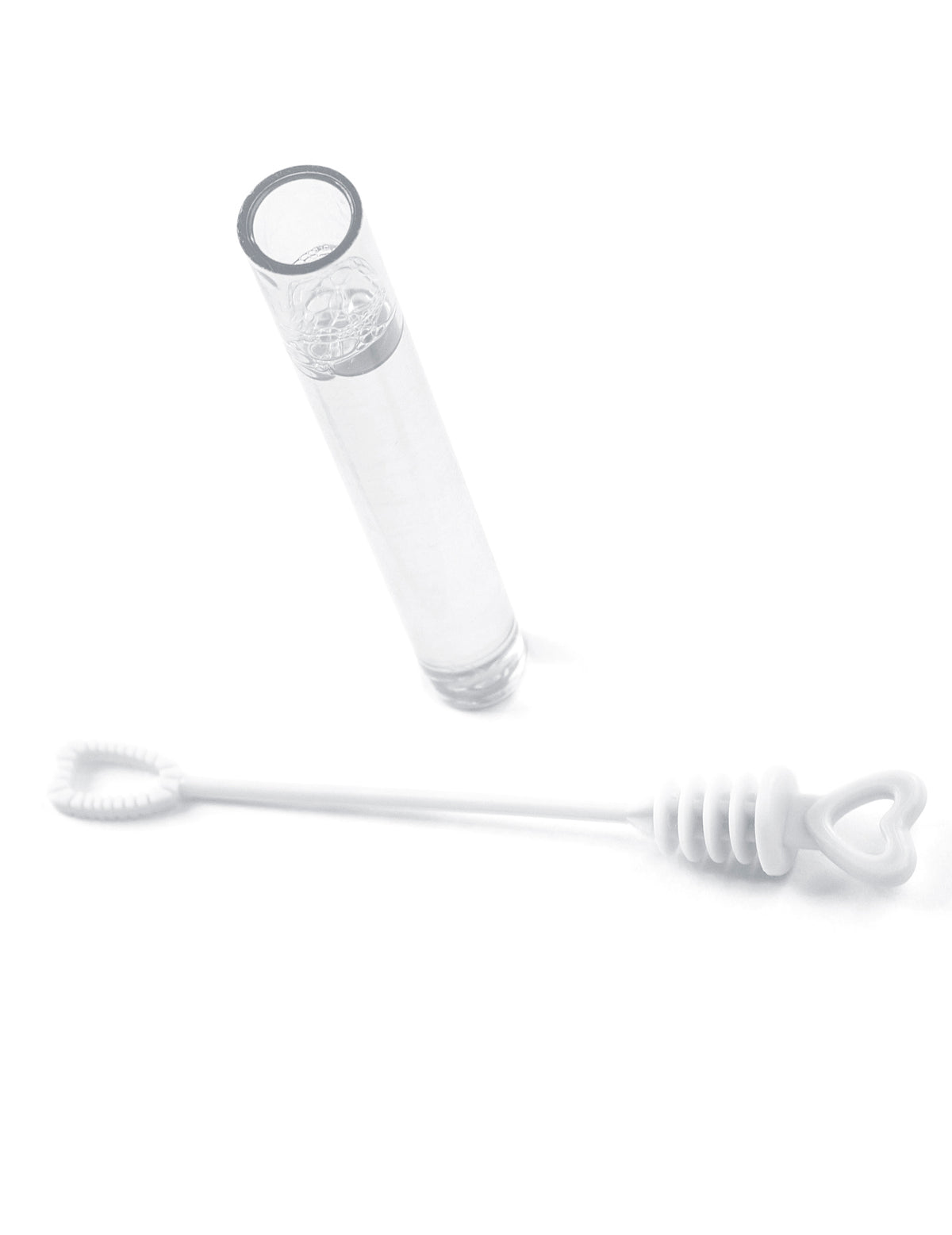 Détail du bâtonnet du flacon à bulles en forme de coeur pour mariage blanc