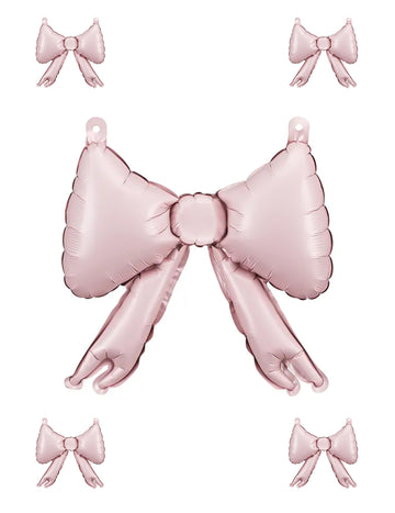 5 fóliových balónků s pastelově růžovými mašlemi 25,5 x 25 cm