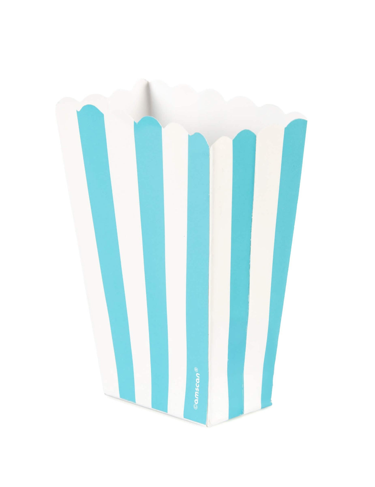 Boîtes à popcorn à rayures pour fête bleu et blanc turquoise