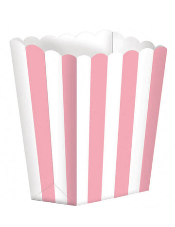 Boîte à popcorn pour fête rose et blanc à rayures en carton