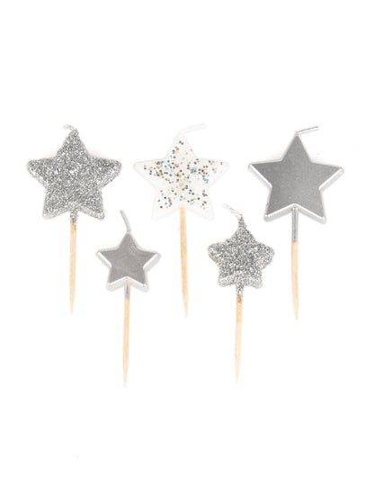 5hvězdičkové svíčky na stříbrném gradientu, výběr 7 cm