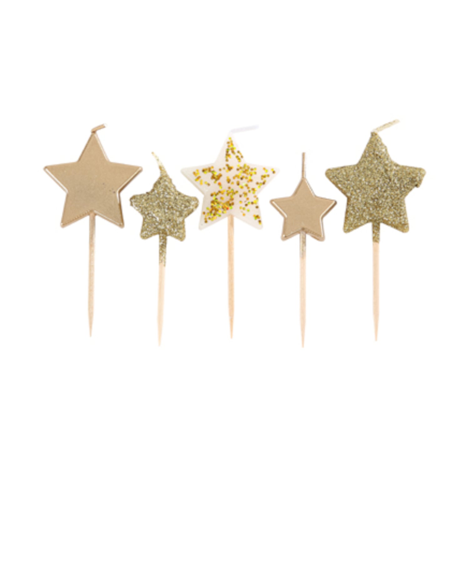 5hvězdičkové svíčky na zlatém gradientu 7 cm flitrované