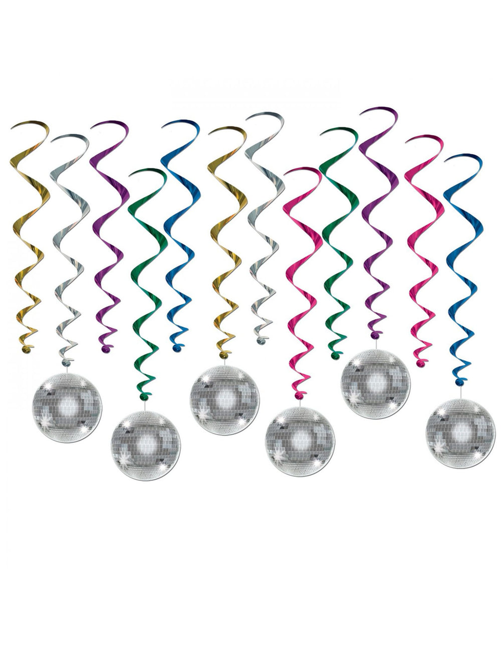 Décorations à suspendre spirale Boule Disco pour fête multicolore et argenté