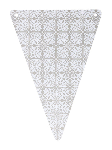 5 šedých vlajek z cementových dlaždic 15 x 21 cm na ozdobu girlandy