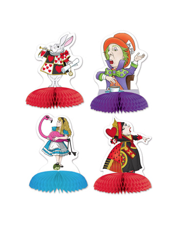 4 miniaturní dekorace na stůl s motivem Alenky v Zemi Nezemi 13 x 9 cm