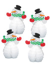 Mini centres de table Bonhomme de neige pour Noël blanc avec écharpe verte et moufles rouges